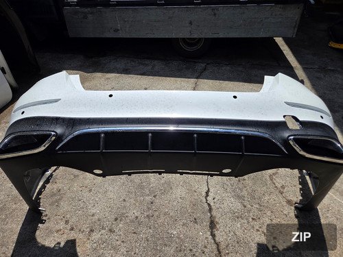 Накладка заднего бампера Mercedes-Benz E-Class W214 AMG верхняя A214885202 + нижняя A2148851503 (датчик 6 отверстий) с наконечником выхлопной трубы